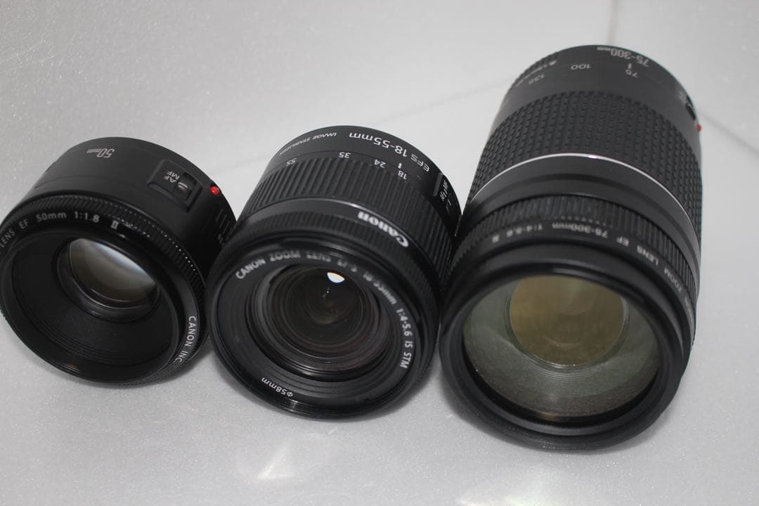 デジタル一眼レフカメラcanon kiss x10標準＆望遠＆単焦点レンズセット