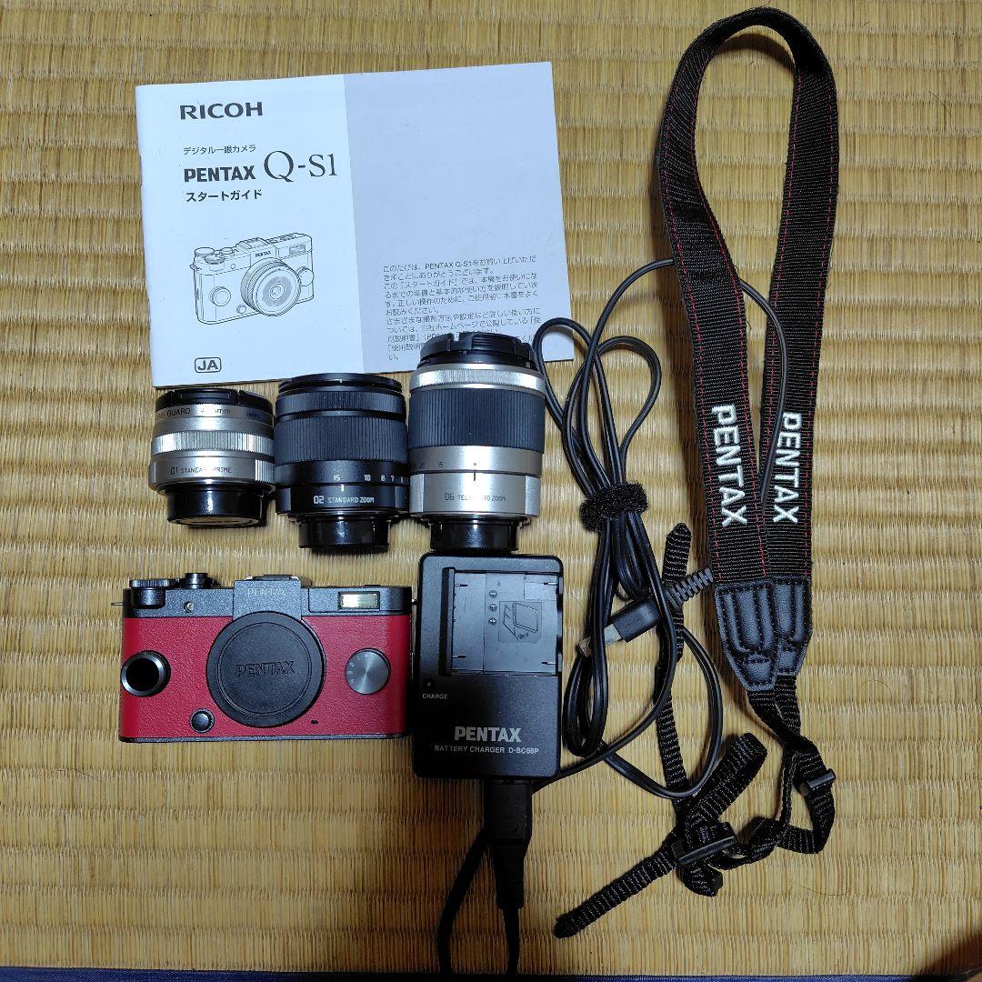 PENTAX Q-S1 レッド 01 STANDARD PRIME　レンズ3本