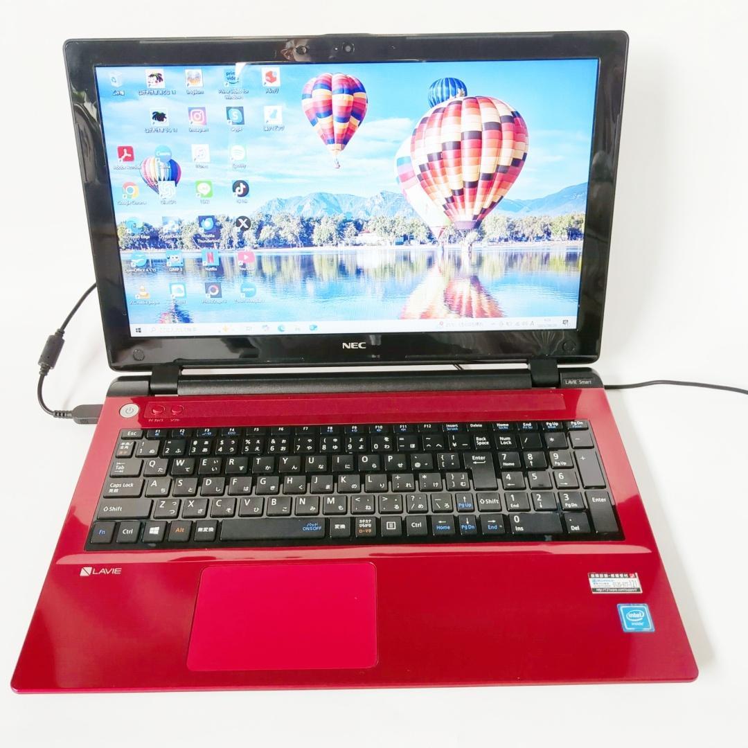 美品❣️新品SSD爆速⭐メモリ8GBで快適♪カメラ付⭐すぐ使える赤ノートパソコン