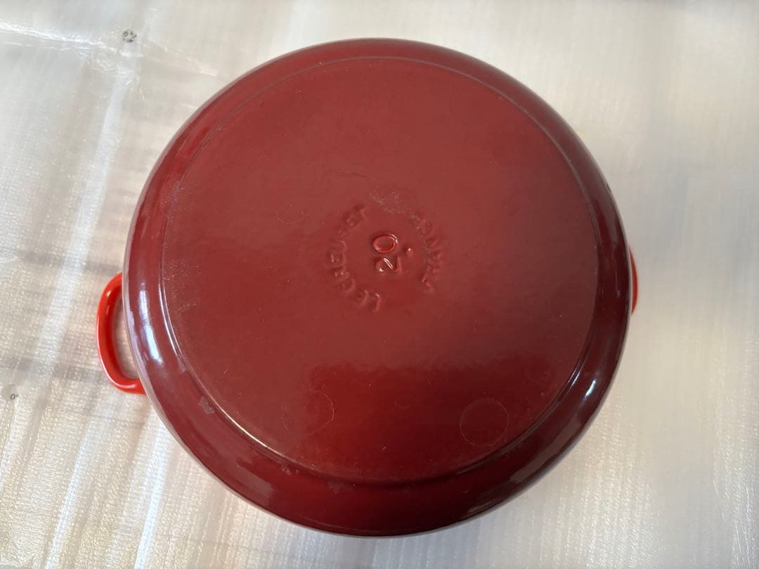 【美品】ル・クルーゼ シグニチャー ココット・ロンド 20cm チェリーレッド