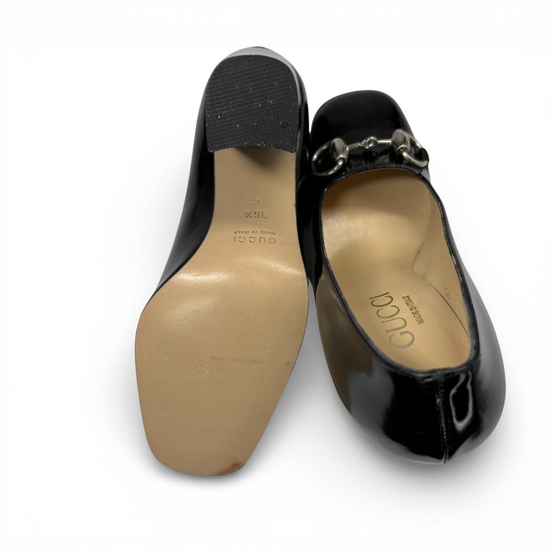 美品 グッチ ホースビット パンプス ヒール 36.5 23.5cm 黒