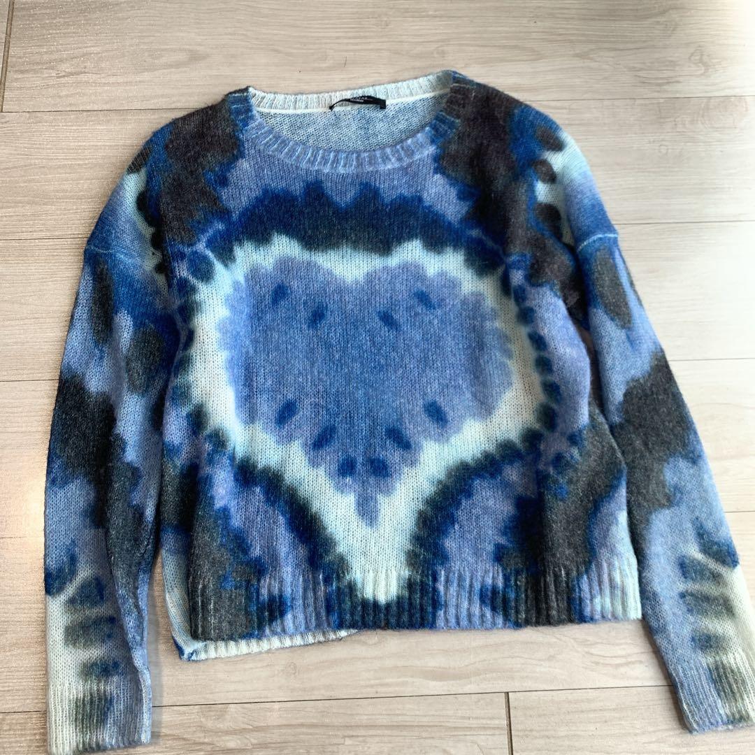 【マックスマーラ】極美品✨S.レディースタイダイ柄春ニット　ウール　ネイビー