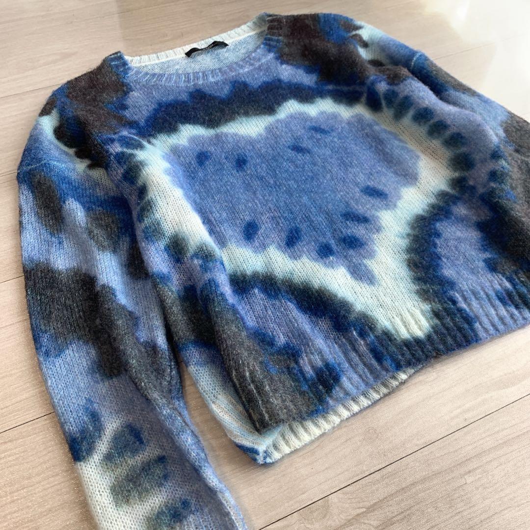 【マックスマーラ】極美品✨S.レディースタイダイ柄春ニット　ウール　ネイビー