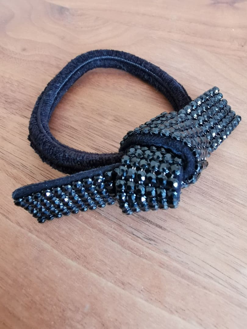 ★acca★ブラックドレスポニー★ヘアゴム★リボン