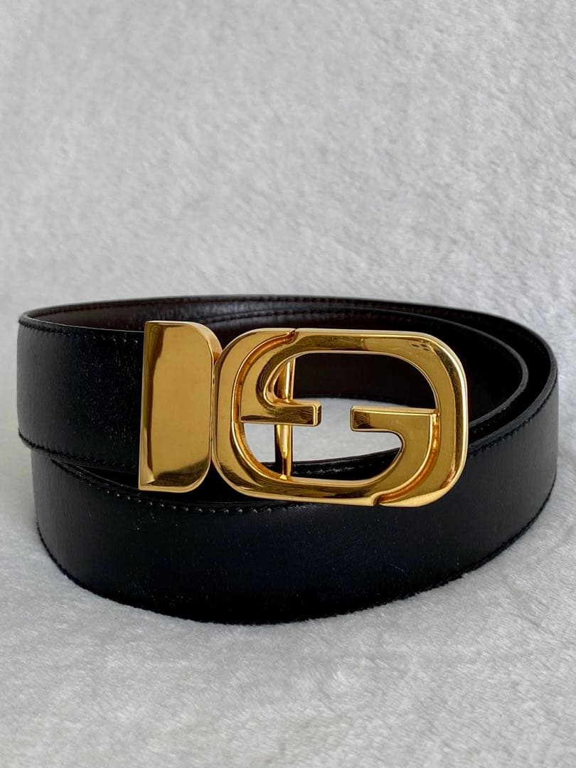 GUCCI グッチ オールドグッチ GGバックル ベルト レザー 革 ブラック