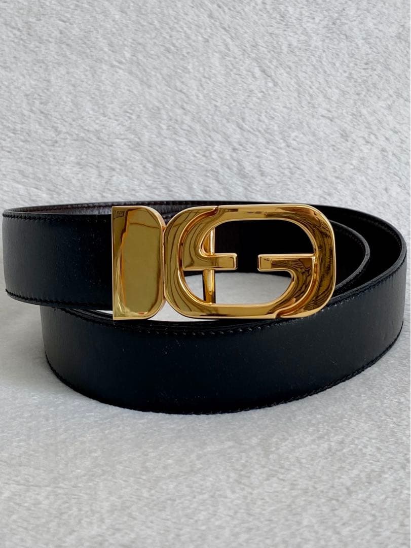 GUCCI グッチ オールドグッチ GGバックル ベルト レザー 革 ブラック