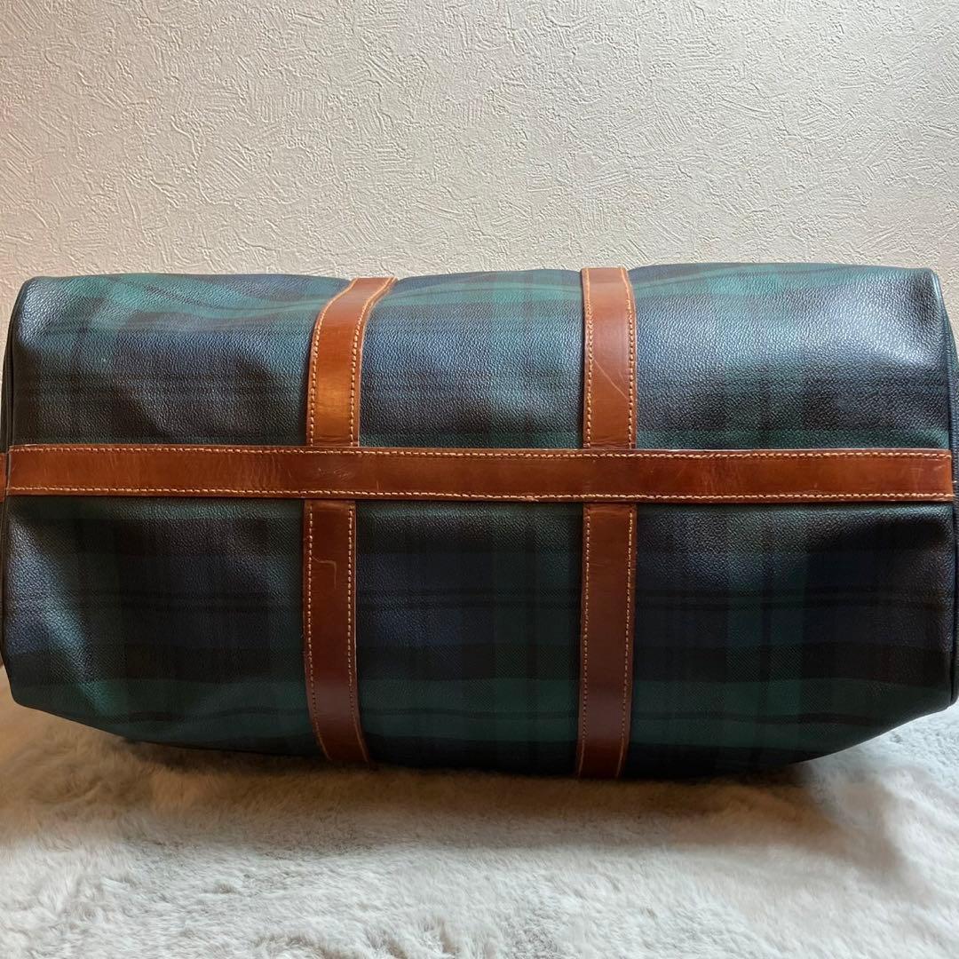ポロラルフローレン　大容量　ボストンバッグ　チェック　レザー　PVC グリーン