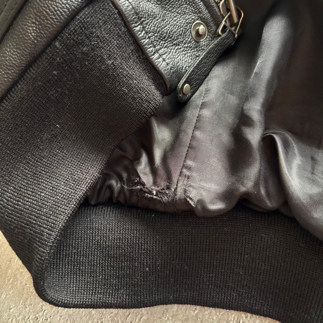 【美品】L.L.Bean A-2レザージャケット XL 黒 ゴートスキン 本革