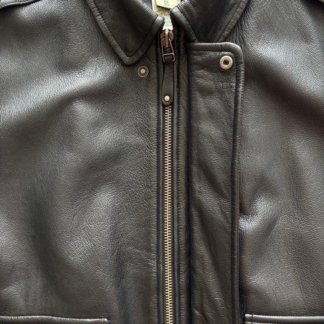 【美品】L.L.Bean A-2レザージャケット XL 黒 ゴートスキン 本革