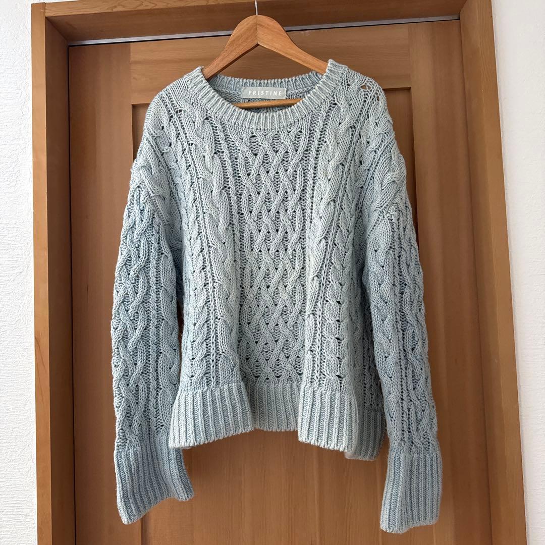 PRISTINE プリスティン ウール混ケーブルプルオーバー ニット 草木染め