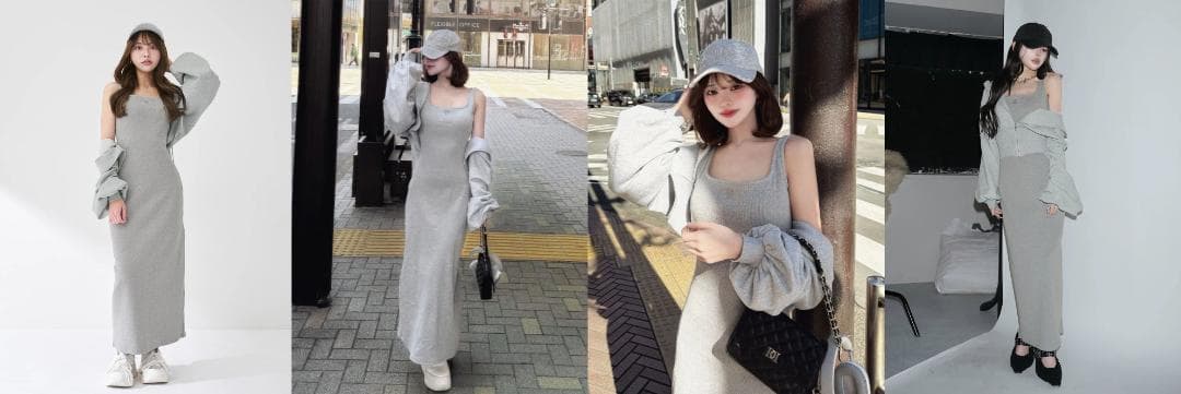 ダーリッチ darich シェイプリブカットロングワンピース ピンク FS