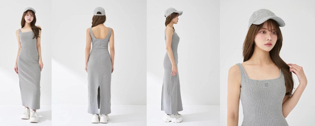 ダーリッチ darich シェイプリブカットロングワンピース ピンク FS