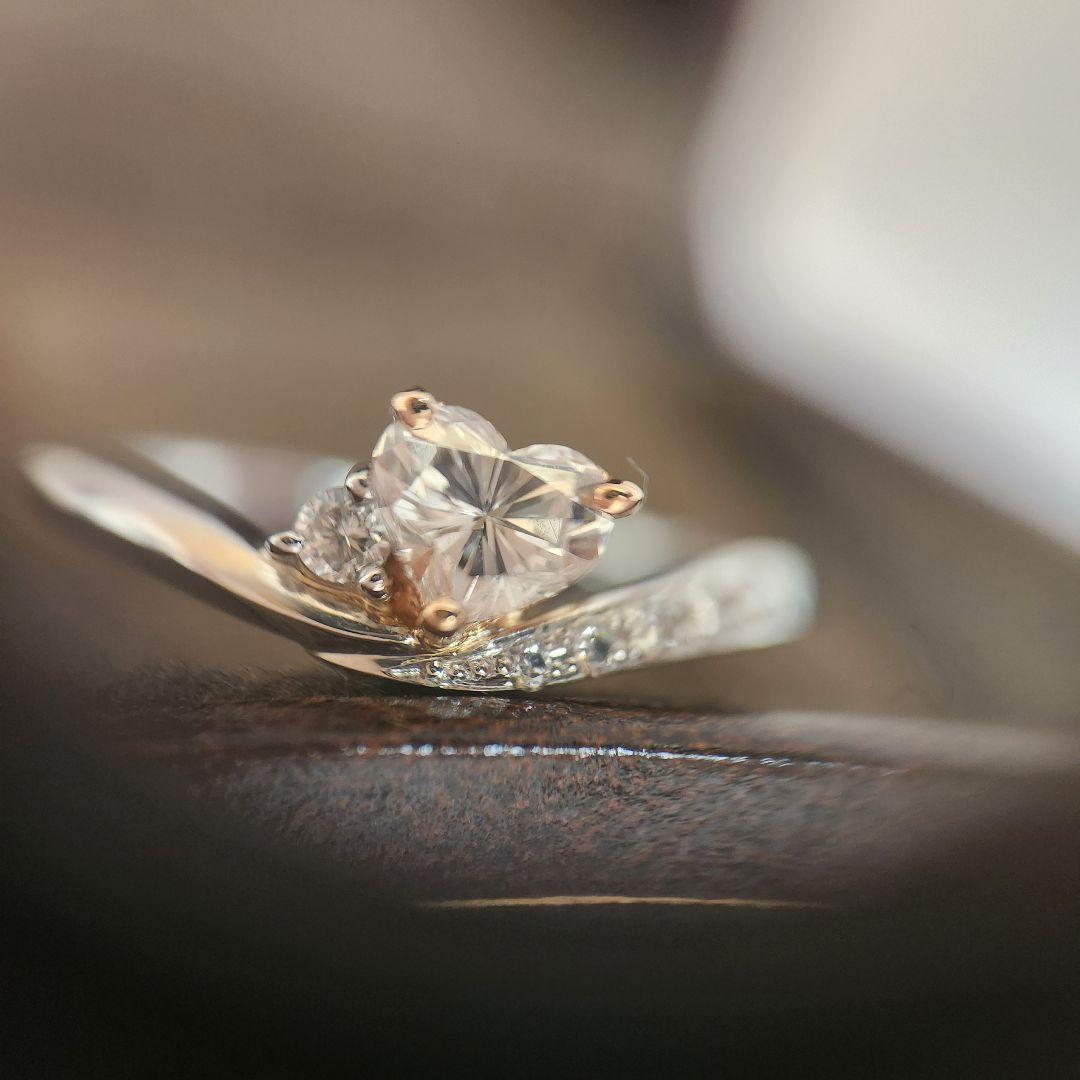 pt900 K18 ハートシェイプダイヤモンドリング