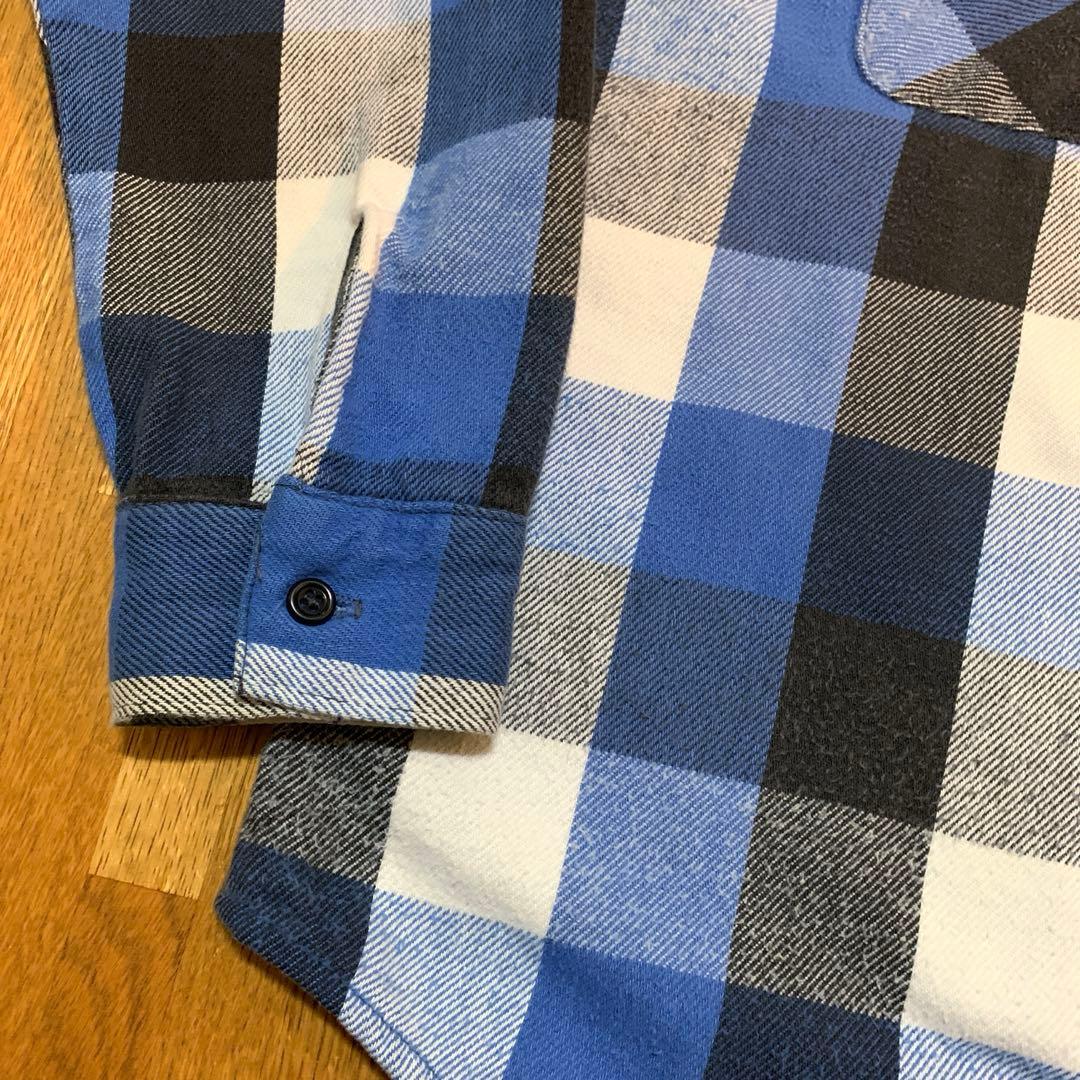 80s FIVE BROTHER チェック ネルシャツ ブラック ブルー