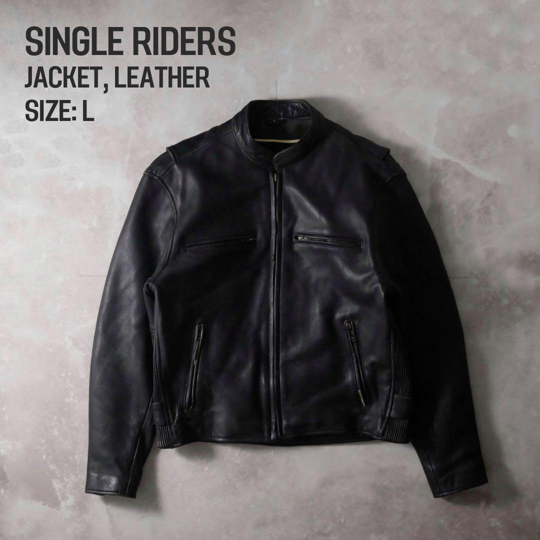 スタンドカラー レザージャケット ブラック L