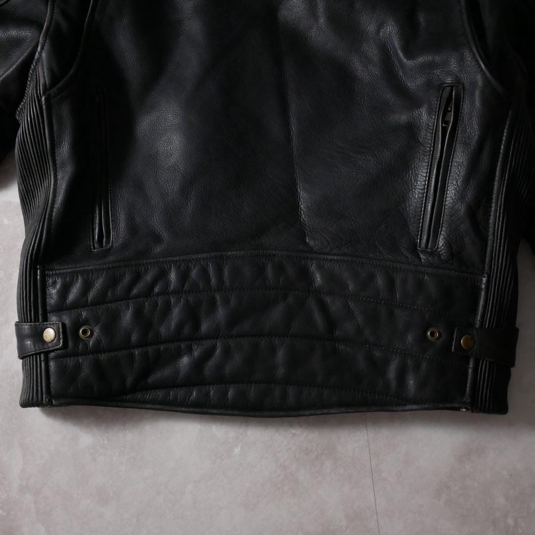 スタンドカラー レザージャケット ブラック L