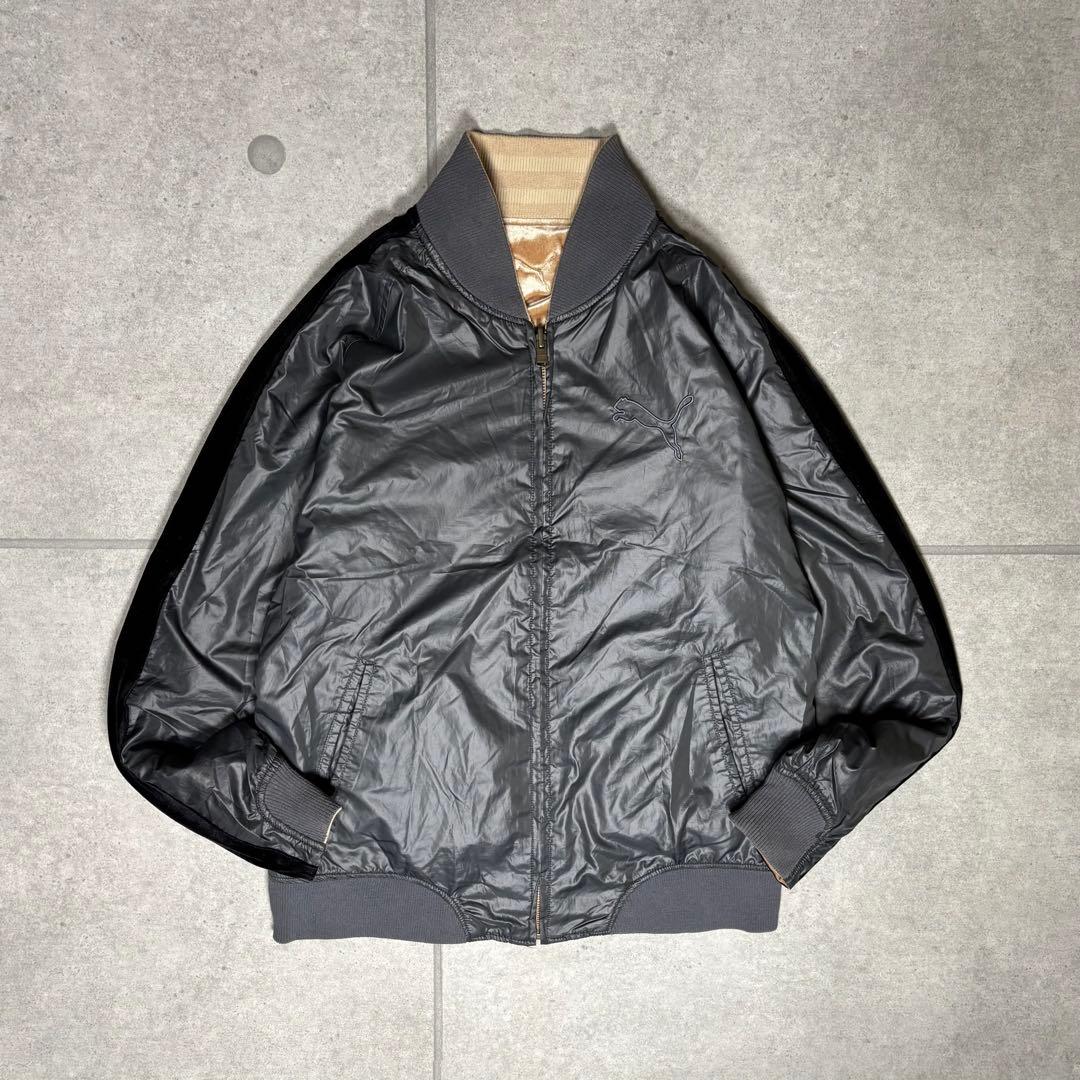 PUMA　スカジャン　リバーシブル　ベロア　別珍　リブライン　刺繍　ゴールド