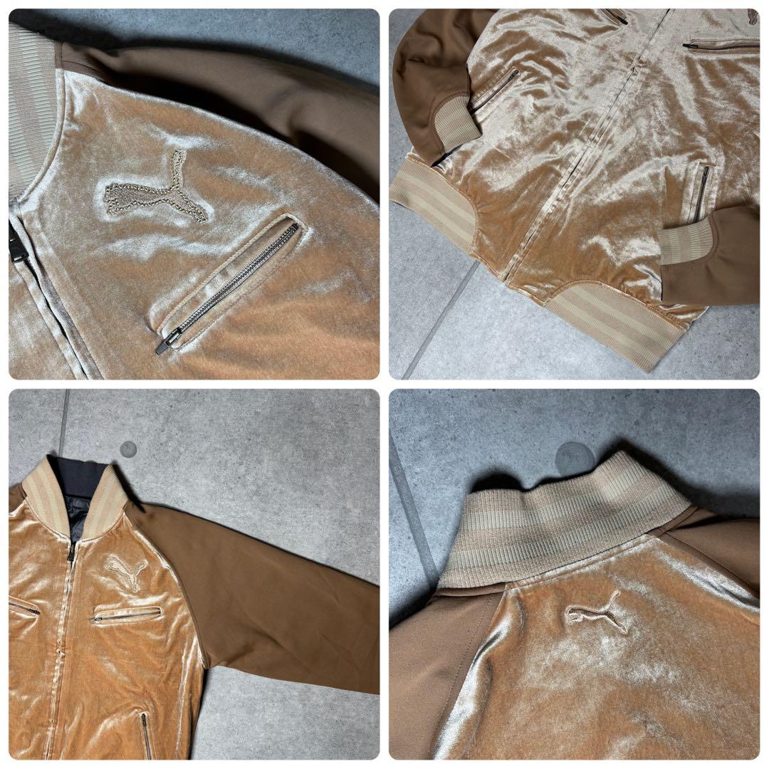 PUMA　スカジャン　リバーシブル　ベロア　別珍　リブライン　刺繍　ゴールド