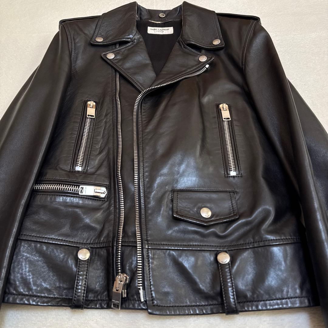 サンローラン 2013SS L01 44 ラムレザーダブルライダースジャケット