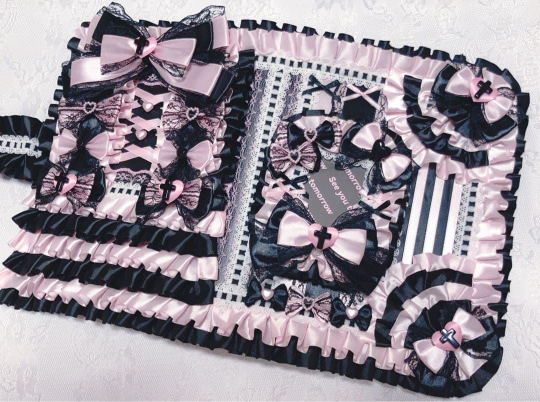 A5 マカロンバインダー レースデコ 量産型 地雷系 ピンク 黒