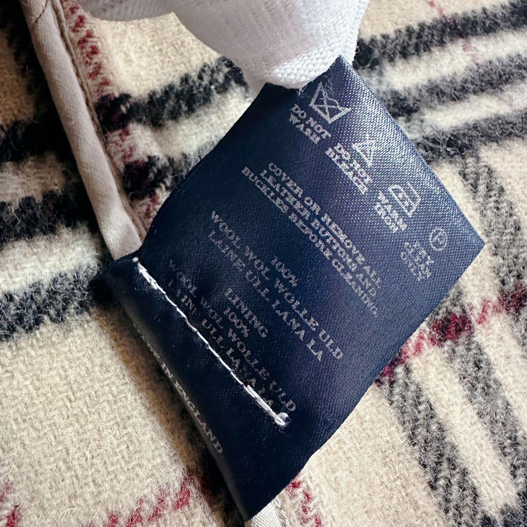 バーバリーロンドン ダッフルコート ノバチェック トグル ロング ウール フード