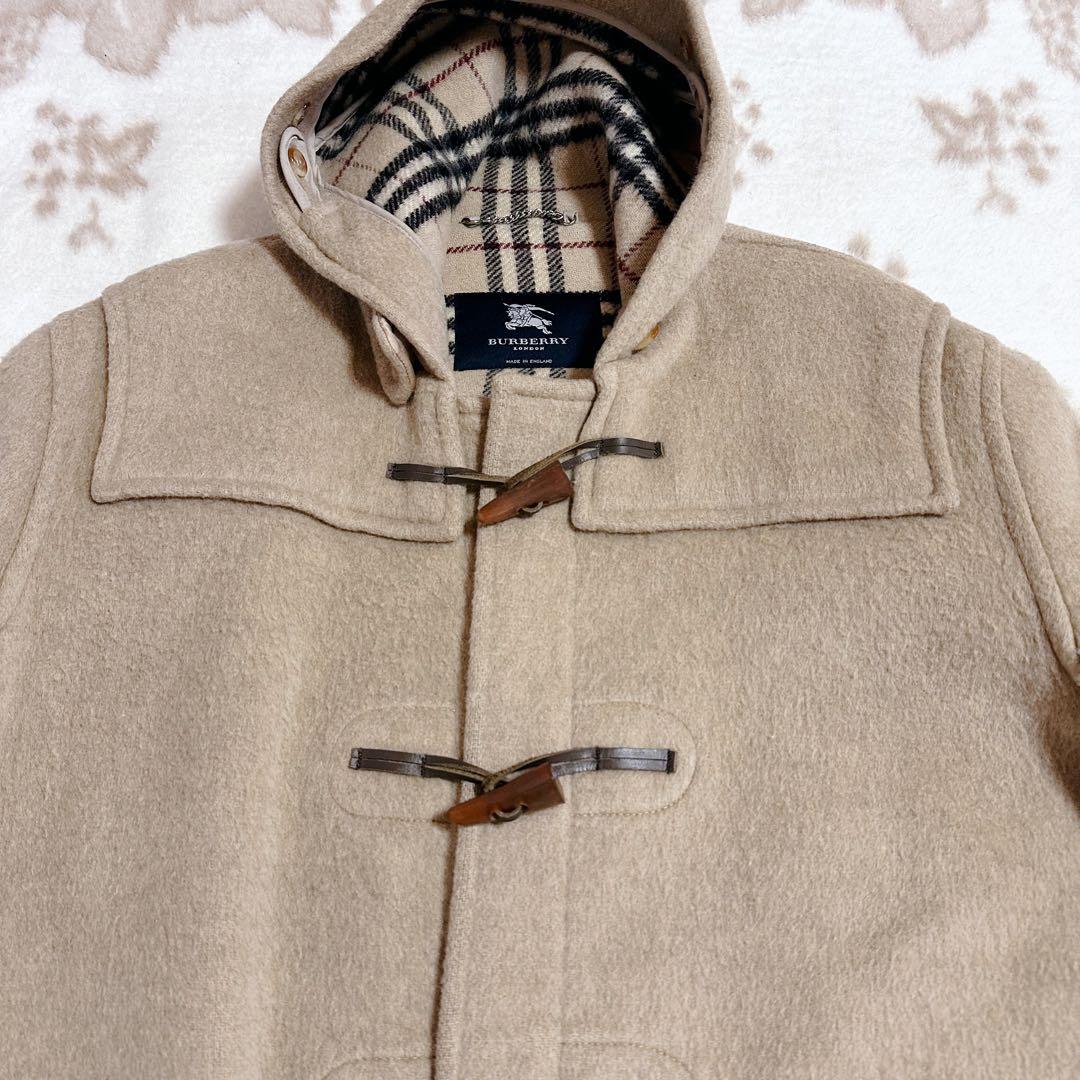 バーバリーロンドン ダッフルコート ノバチェック トグル ロング ウール フード