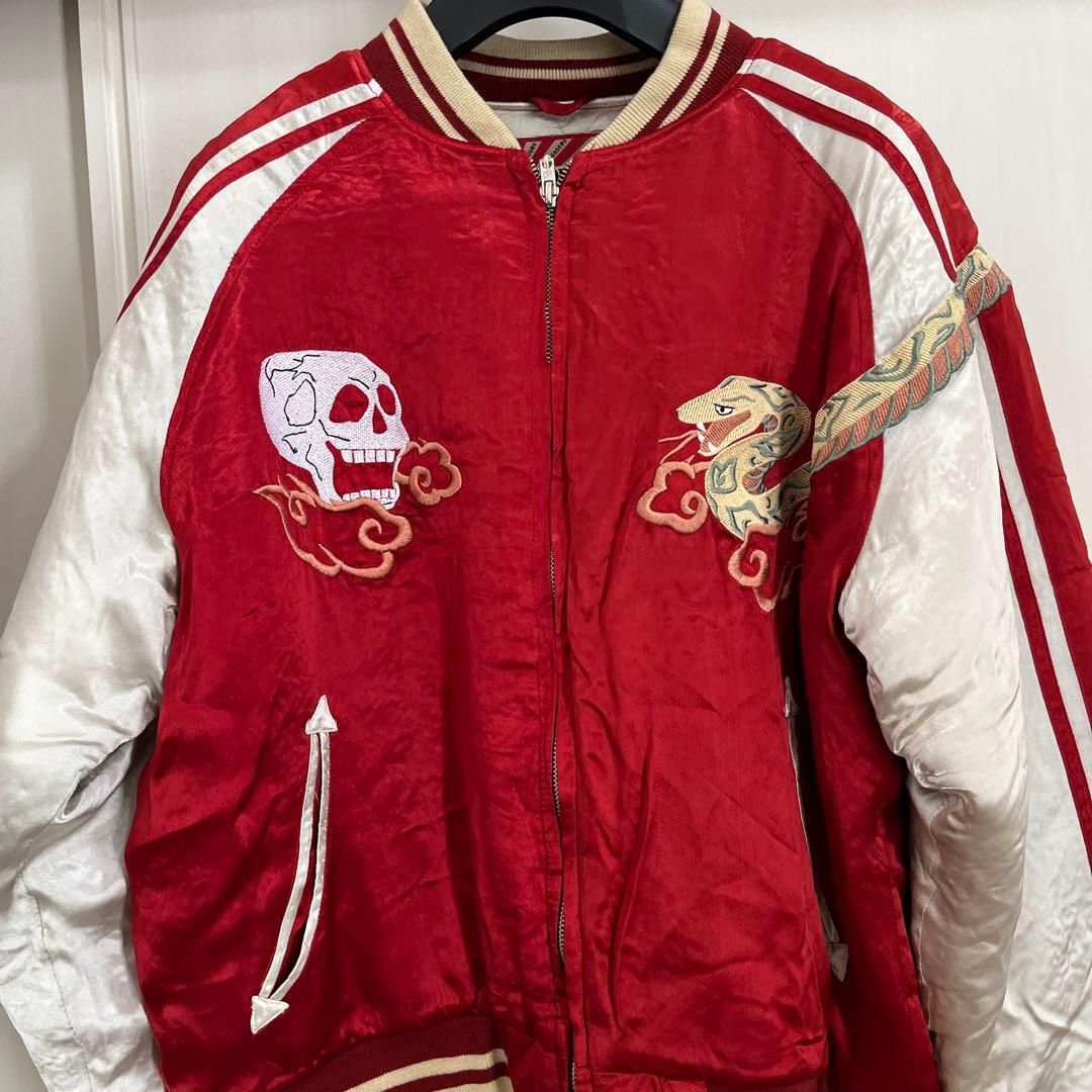 【未使用品】スカジャン 蛇髑髏　レアな赤HOUSTON