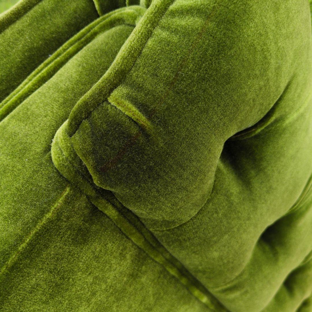 昭和レトロ オールド カリモク グリーン モケット 1人掛け ソファ③ベルベット