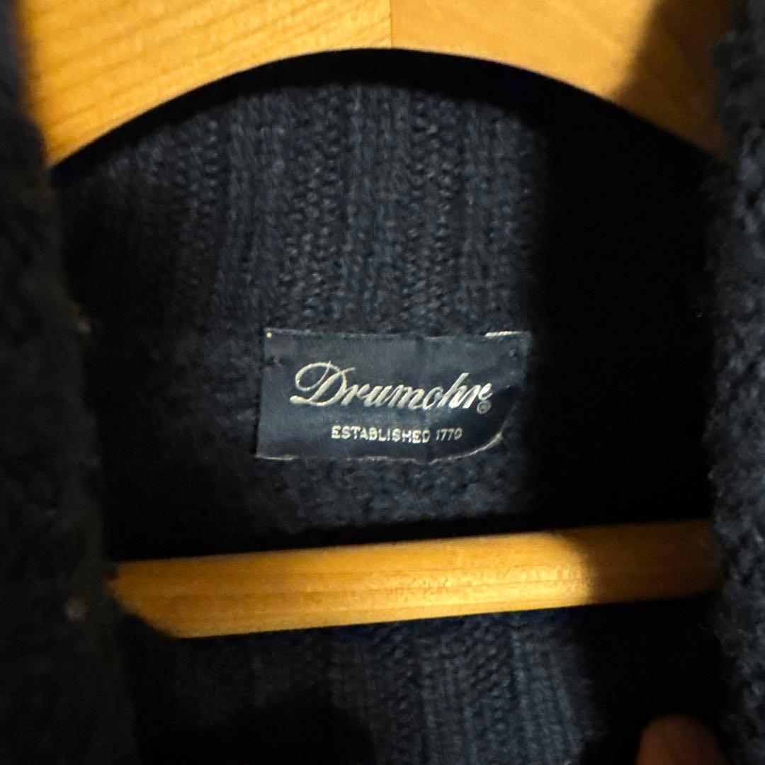 Drumohr ネイビー ケーブルニット タートルネック