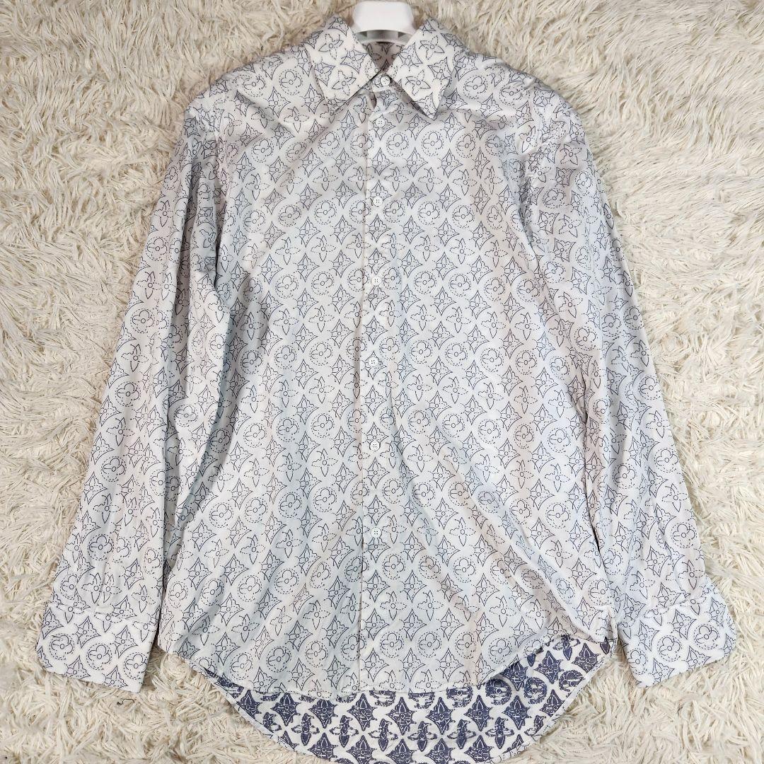 21AW 極美品　ルイヴィトン　長袖シャツ　モノグラム　白　着用感XL フラワー