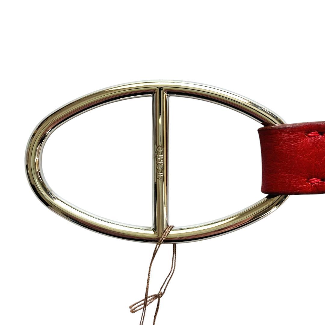 エルメス IOS ベルト アンカー バックル レディース 高級牛革 レッド