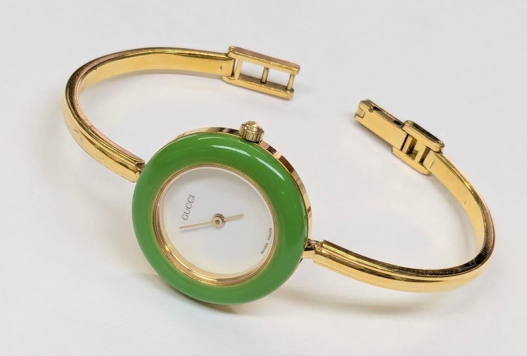 グッチ 11/12.2 チェンジベゼル　 ゴールド 　不動　グリーンベゼルのみ