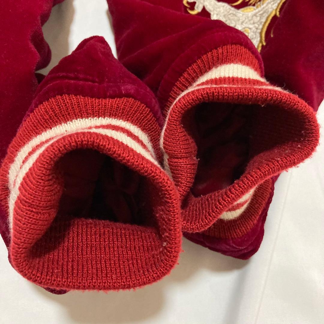 High Spirits 龍 虎 腕刺繍 別珍　スカジャン　L ベロア　赤