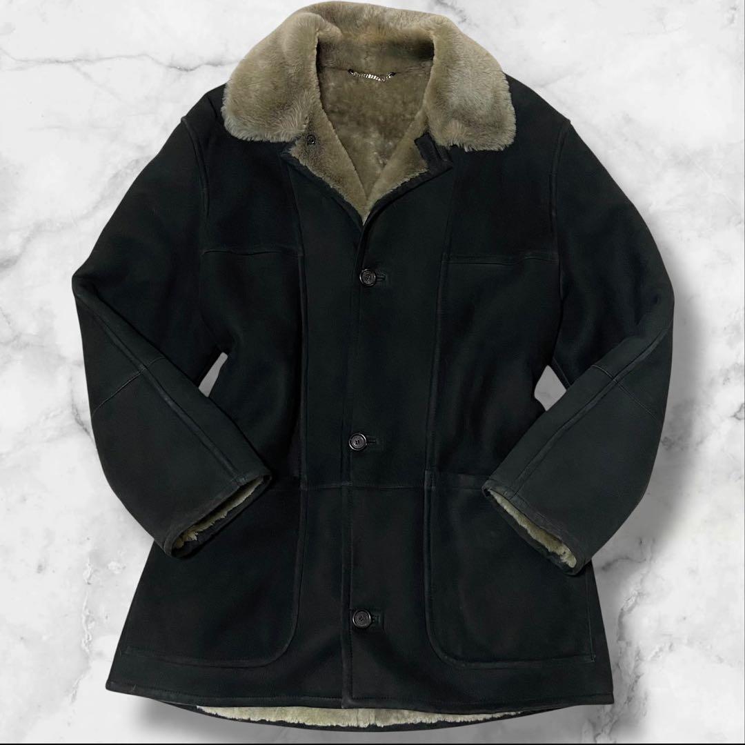 【希少な黒】ビリドゥーエ リアルムートン コート 羊革 ブラック サイズXL相当