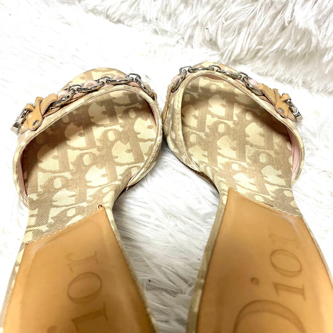 クリスチャン・ディオール ミュール サンダル トロッター柄 ハート チャーム