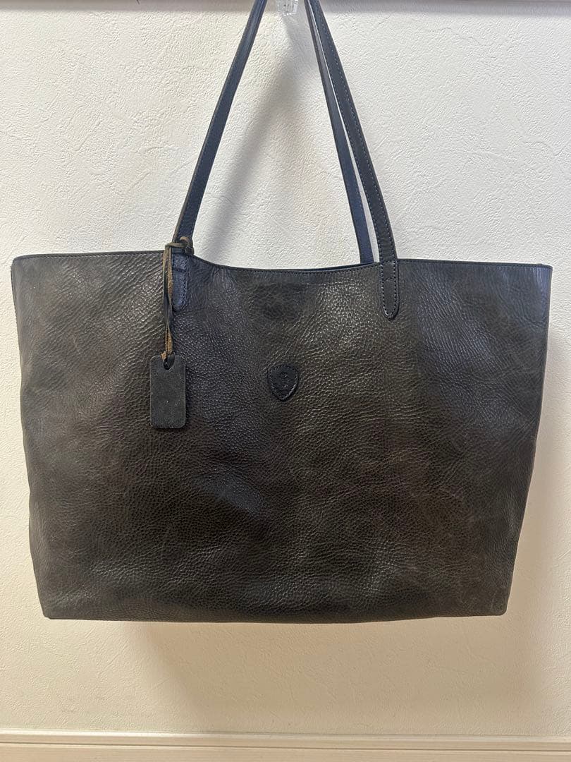 フェリージ　トートバッグ　レザー リバーシブル　Felisi ネイビーステッチ