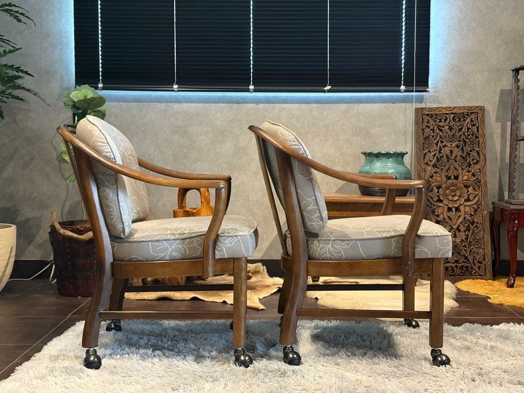 ②カリモク　karimoku アームチェア　アンティーク　ヴィンテージ SZ