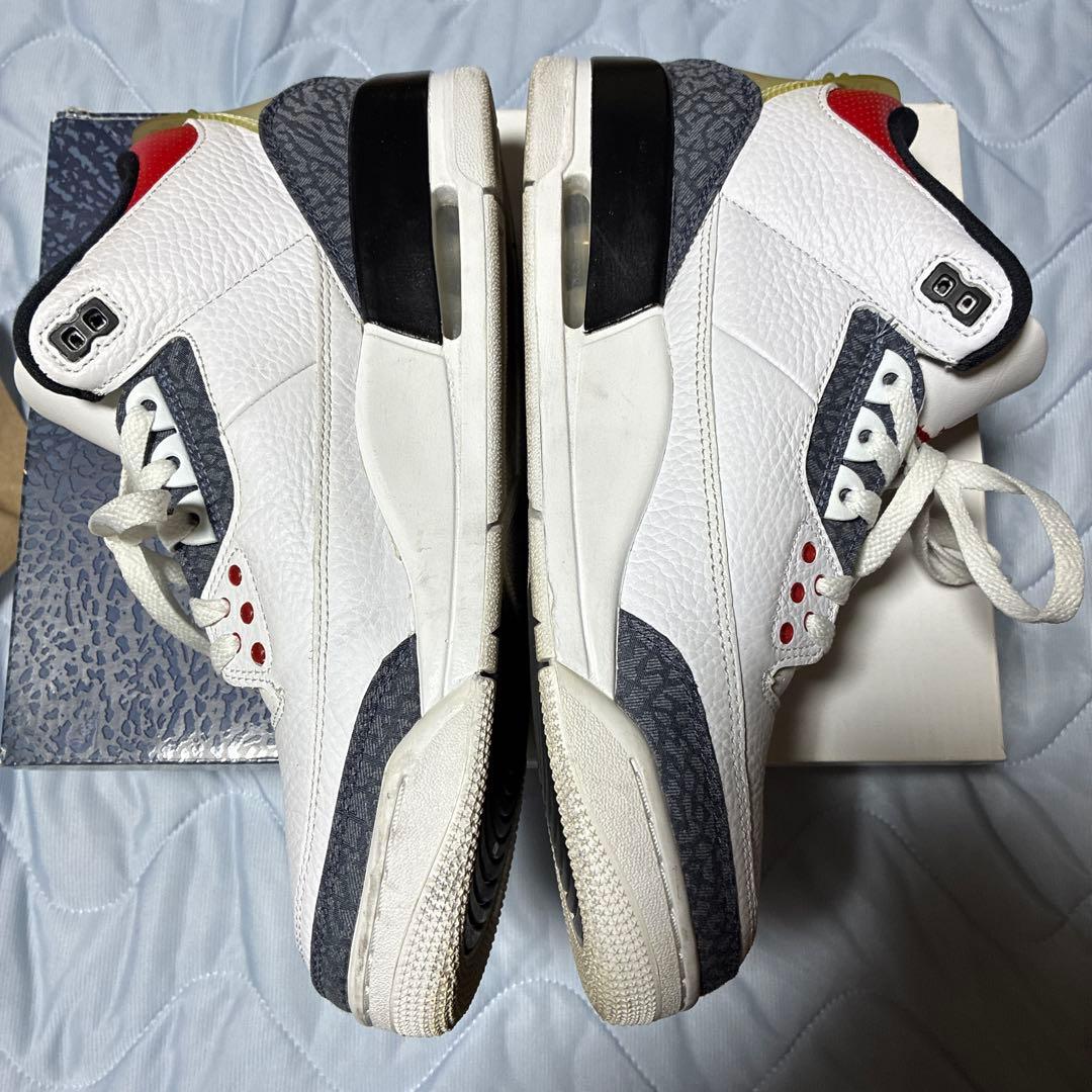 靴 Nike Air Jordan 3 Retro Fire Red Denim
