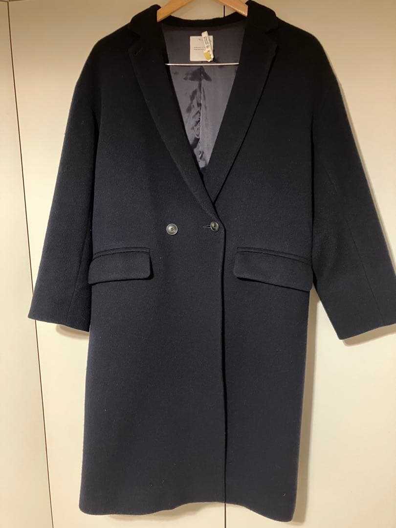 北欧、暮らしの道具店　チェスターコート　ネイビー　クリーニング済み