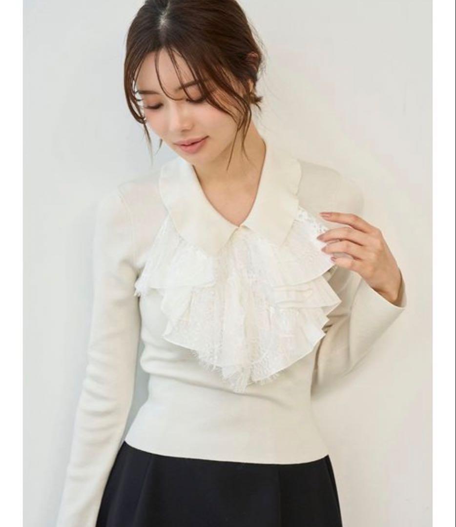 【snidel】Sustainableレイヤードラッフルニットプルオーバー