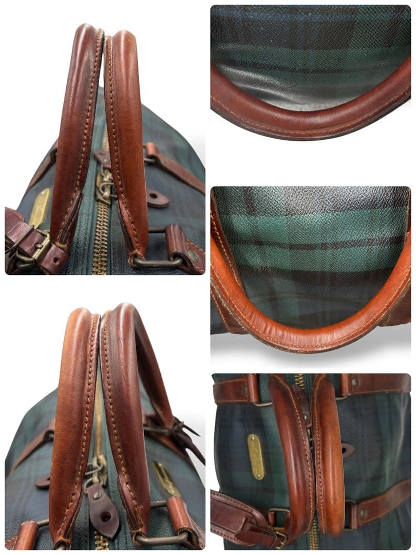 【ヴィンテージ】ポロラルフローレン　ボストンバッグ　トラベル　チェック柄　PVC