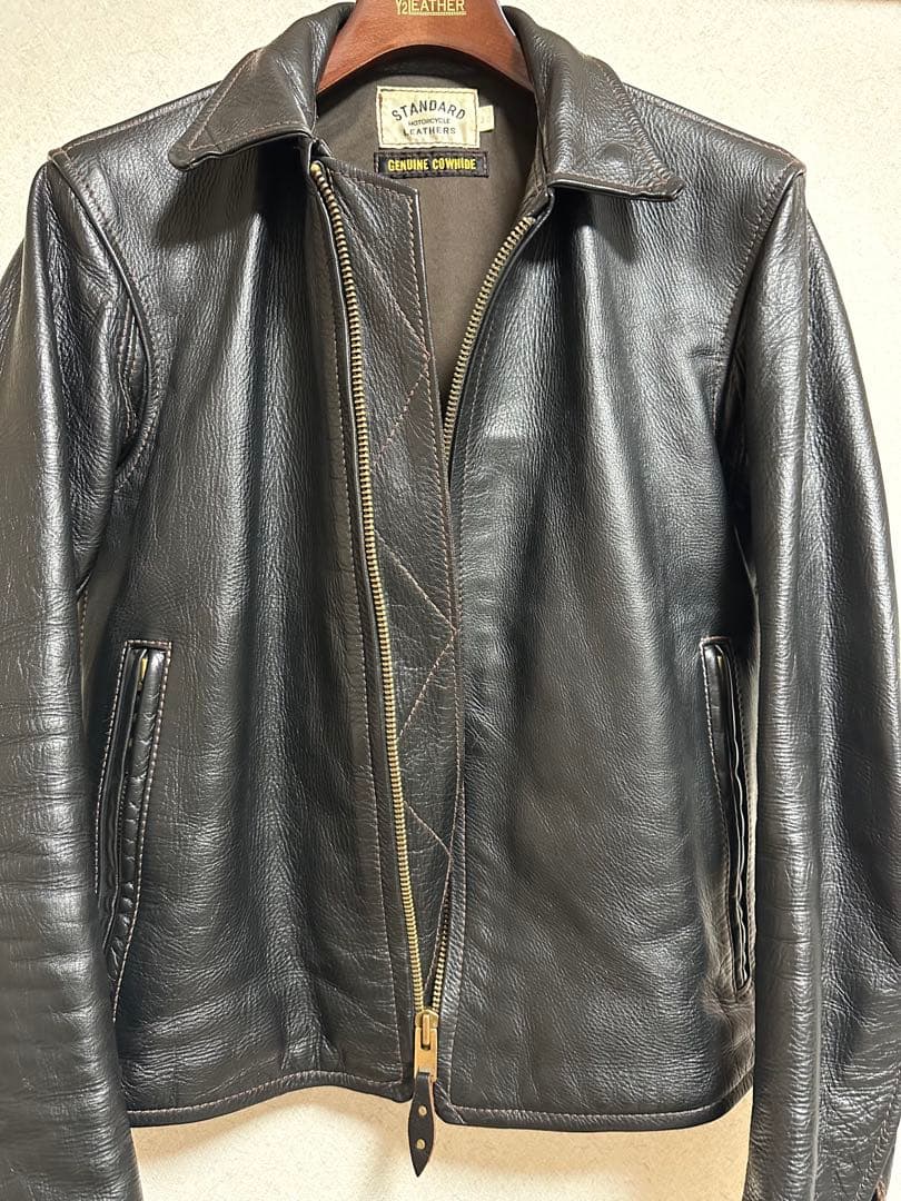 STANDARD MOTORCYCLE LEATHERS 38 茶芯ブラック