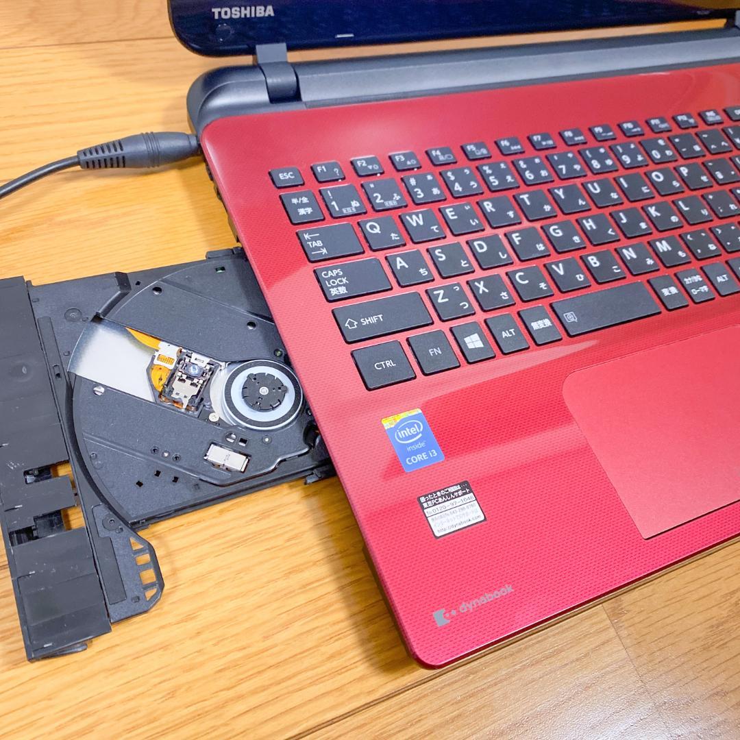 【訳アリ】最新Win11 新品SSD 5世代i3 東芝ノートパソコン赤 カメラ付