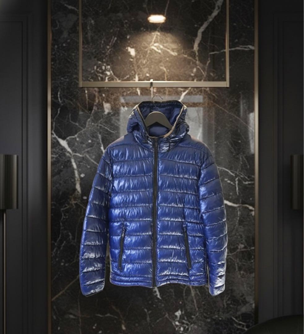 【美品】ZARA ウルトラライト パフジャケット M ブルー 軽量 防寒