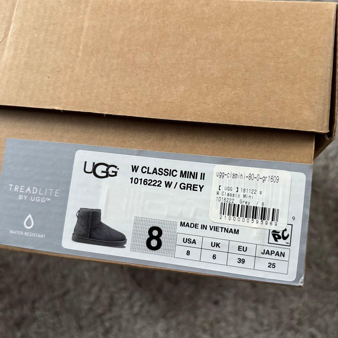 UGG クラシックミニ　ムートンブーツ　グレー US8 25㎝