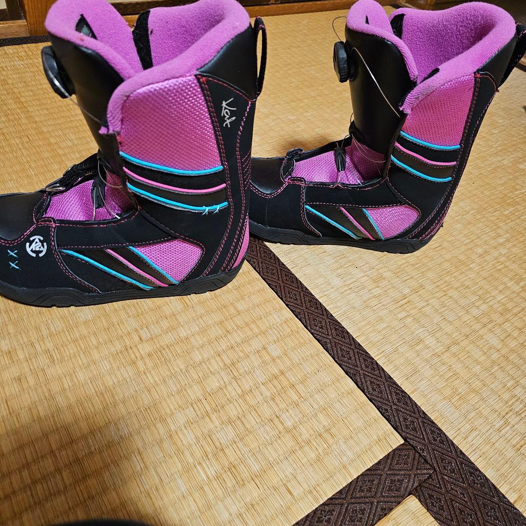 K2 スノーボードビンディング パープル/マルチカラー、ブーツ3点セット