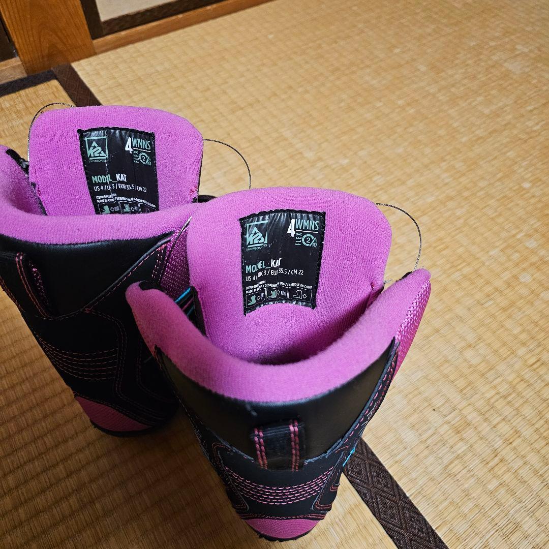 K2 スノーボードビンディング パープル/マルチカラー、ブーツ3点セット