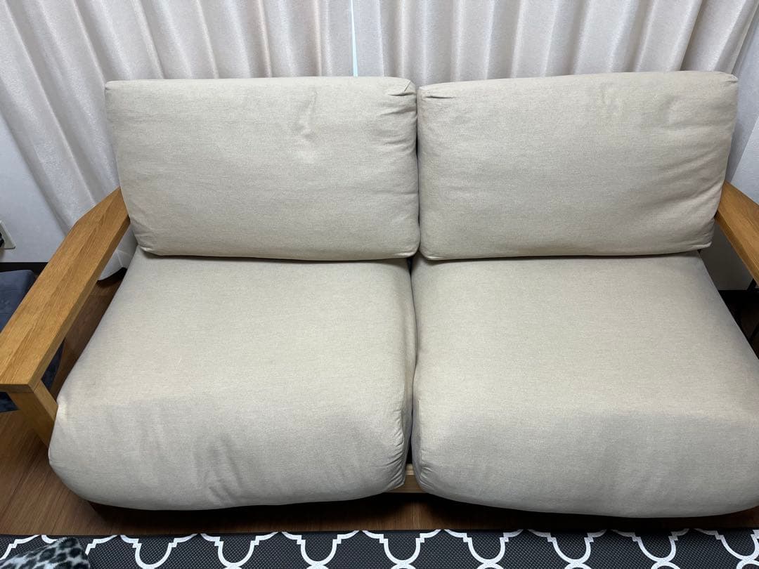 値下げ　無印良品ソファ木製フレーム 2.5シーター　ベージュ