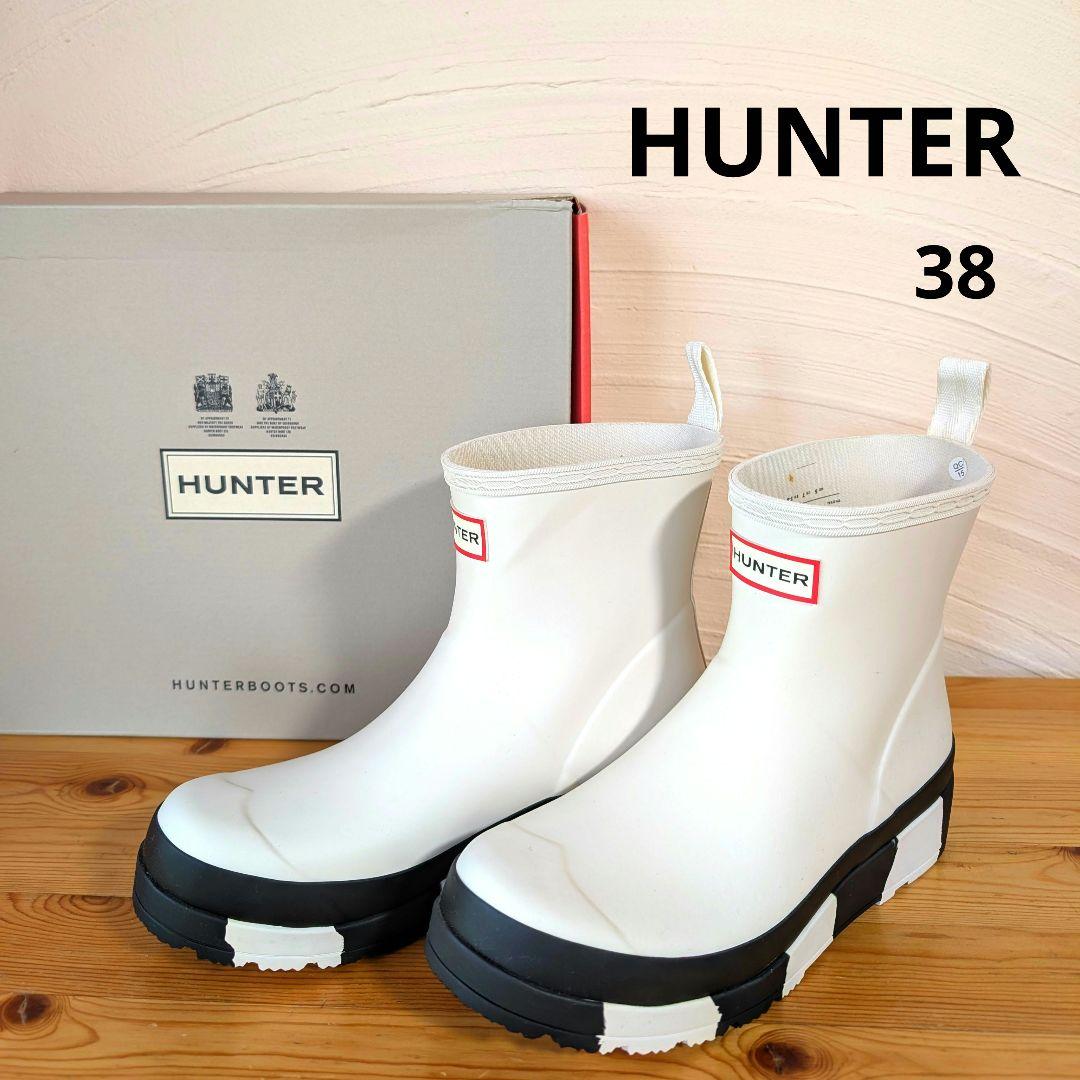 新品未使用　HUNTER ホワイト ショート　レインブーツ