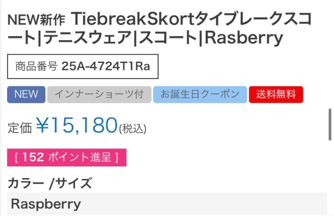 美品 ✳︎ Lija リージャ Tiebreak Skort テニススコート　XS